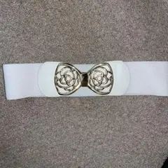 MA＊RS マーズ 白 花柄 リボン ベルト ホワイト