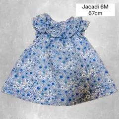 jacadi/ジャガディ花柄 ワンピース 6M リバティ/ブルー/水色