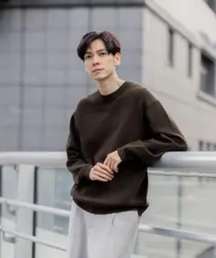 【新品】グローバルワーク　高級感　ミラノリブスウェットライクオテラクニット　茶色