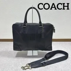 コーチ 青いレザー トートバッグ ショルダーストラップ付き レザー
