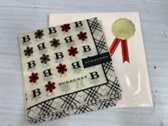 ★新品★バーバリー　ロゴ　ハンカチ　花モチーフ　チェック　綿100％　日本製
