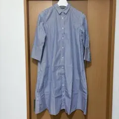 【新品未使用】UNIQLO ユニクロ　Aラインワンピース　ストライプ　7分袖