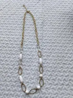 レディース　ゴールドチェーン ビーズ ネックレス アクセサリー　ロングネックレス