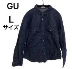 (SM03-54) GU デニムシャツ 長袖 インディゴ 綿100%のサムネイル