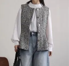 ap retro ペプラムツイードベスト