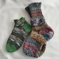 手編み靴下 2足セット
