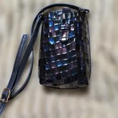 AROMA／クロコダイル　型押し　スマホショルダーバッグ　イタリアンレザー
