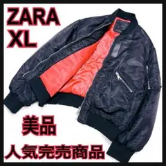 美品希少ZARAXLザラブルゾンMA-1フライトジャケット黒赤中綿ブラック人気
