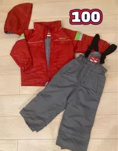 フード付きジャケットとオーバーオールセット 100