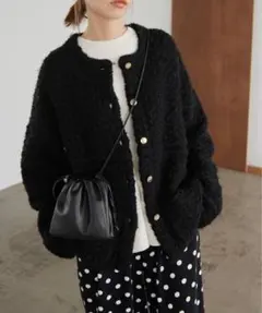 SLOBE IENA 金ボタンツィーディジャケット スマイル ブラック