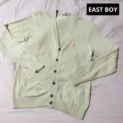 EAST BOY イエローベージュ×ピンク　コットンカーディガン