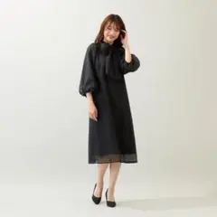 ローズティアラ メッシュリボンブラウス ブラック 新品タグ付き42 