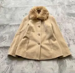 ウールコート ショートコート アンゴラ ブルーフォックスファー 42 XL