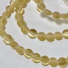 cs231/new！人工石◇キャッツアイ　コイン形　イエローオリーブ　1連