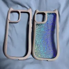 iPhone13 14 猫耳 ケース 薄ピンク 2個セット mimi