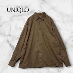 UNIQLO ユニクロ 長袖シャツ S ブラウン 綿100％ 胸ポケット メンズ