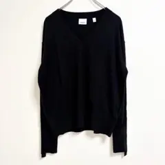 【現行未使用級】BURBERRY 長袖ニット 薄手 ブラック Lサイズ