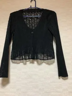 未使用品　レディース メッシュボレロ 長袖 ブラック シアー Vネック