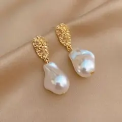 フェイクパール ドロップピアス
