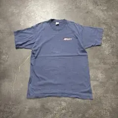 90sUSA製フルーツオブザルームシングルプリントTシャツフェードネイビーL古着のサムネイル