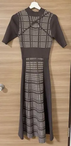 rienda 2WAY千鳥柄フレアKnit OP