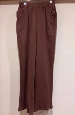 ブラウン ワイドパンツ サイドポケット付き