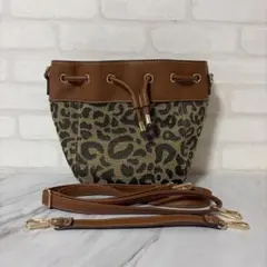 AZUL by moussy 巾着ショルダーバッグ レオパード柄のサムネイル