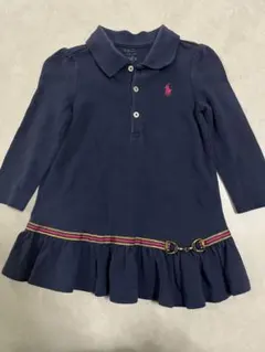 【 ラルフローレン 】80cm リユース品：フリル付きワンピース ネイビー