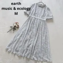 アースミュージックアンドエコロジー チェック柄 丸襟 ロングワンピース ガーリー