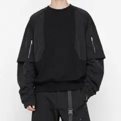 【JUUN.J】ナイロンドッキング スウェット トレーナー ブラックJUUNJのサムネイル