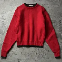 90s OLD Woolrich ニット セーター 赤 M Rugger 古着