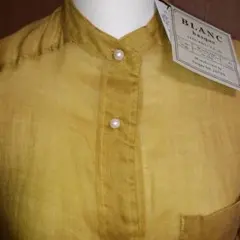 ✨ブランバスクパールボタンイエロー色麻ロングワンピース。新品未使用✨