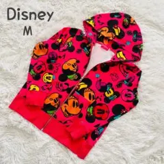 Disney　ディズニー　ミニーマウス　総柄　フルジップ　パーカー　M　ピンク