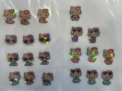 日焼けキティ　オーロラホログラム加工　クリアシール