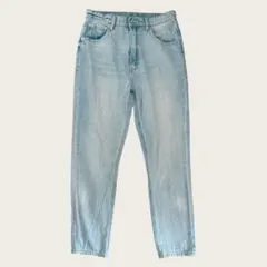 フェード デニムパンツ ライトブルー テーパード ダメージ 古着 M相当