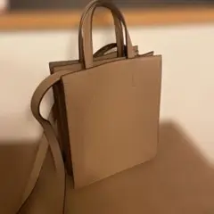 ベージュ レザー風 トートバッグ、ショルダーバッグ2way
