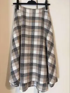 【美品】NATURAL BEAUTY BASIC チェックスカート　ミモレ丈