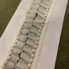 重ね衿　パール　クリームレース　成人式　振袖　卒業式　袴　伊達襟　重ね襟　襟飾り