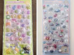 ぷくぷくシール 立体シール 3Dシール デコシール　2枚セット　ねこ＊うさぎ