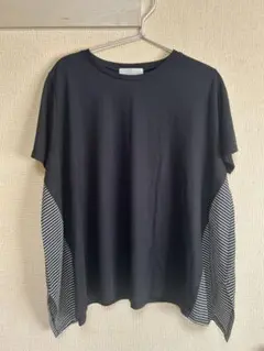 PARADIS TERRE ブラック Tシャツ 半袖 ストライプサイドのサムネイル