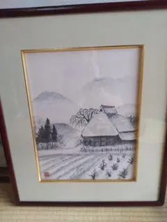 一点物】水墨画 美術品 日本画 風景画 雪景色 - メルカリ