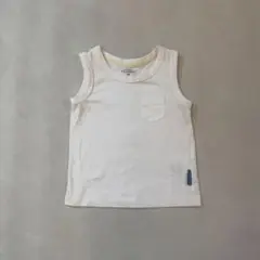ホワイト ノースリーブ タンクトップ　ポケット付き 白