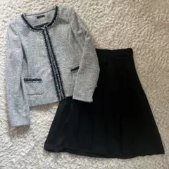 【a.v.v 】ツイードノーカラージャケット　スカートセットアップ