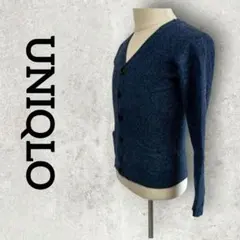 UNIQLO ウールニットカーディガン Vネックカーディガン (М) ブルー
