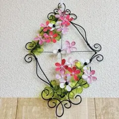ワイヤークラフト　ワイヤーアート　アメリカンフラワー　壁掛けリースインテリア雑貨