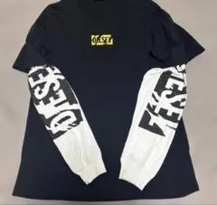 DIESEL 長袖カットソー 重ね着 ブラック ホワイト ロンT 長袖Tシャツ