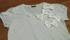 リボン　カットソー　水玉