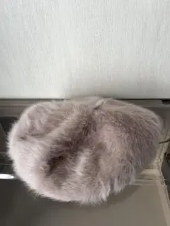 グレー ファー ベレー帽