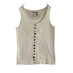 【HEARTFUL WEAR】日本製 タンクトップ ボタン 前開き ベージュM