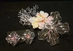 アメリカンフラワーイヤリング髪飾り成人式卒業式ウェディング七五三ダンス前撮り